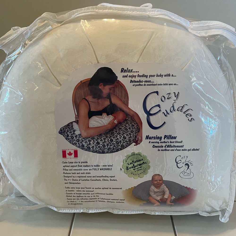 🆕 Never Used. Nursing Pillow - 100% White Cotton Cover Made In Canada